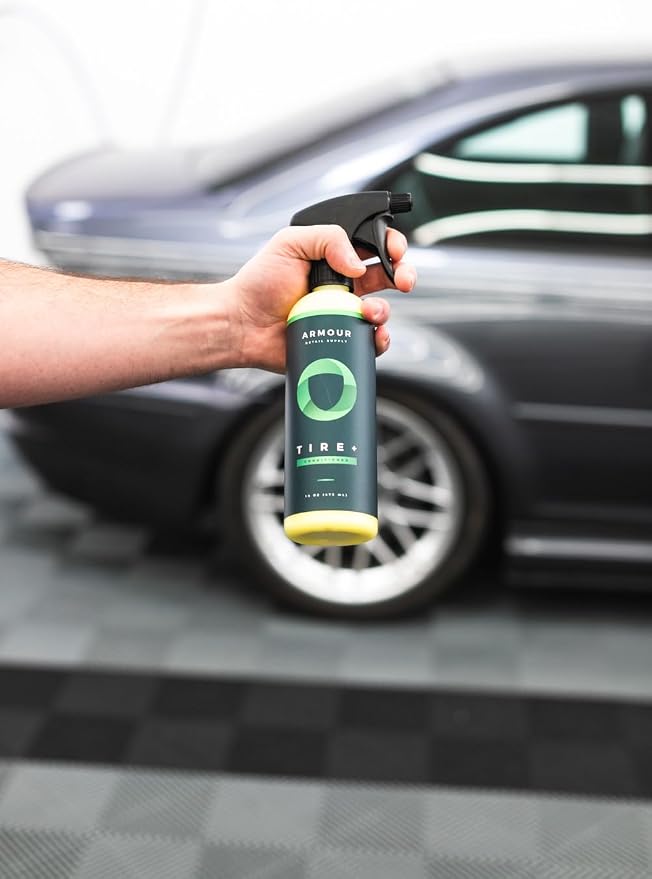 Armour Detail Supply Tire+ Wet Tire Shine, Water-Based Tire Shine Spray for Lasting Shine, All Tires, Non Greasy, Durable and Hydrophobic - 16oz Trigger Spray Bottle