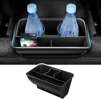 Karltys Rear Center Console Organizer for Tesla Model Y 2020-2024 2025 Accessories 2nd Row Back Seat Storage Box Under Seat Rear Middle Air Outlet Trash Can Container Bin ABS Black(Not for Juniper)