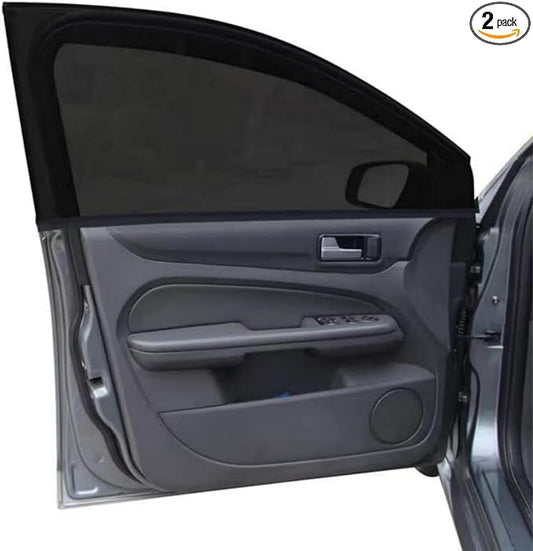 2Pack Front Car Window Screen Mesh Cover up to 40", Sunshade Anti-UV Rays, Privacy Shade Car Camping Net for Ventilation