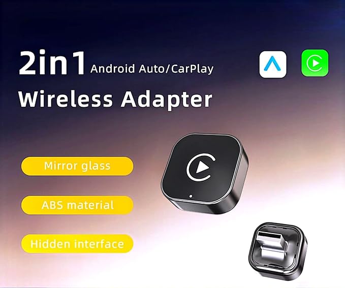Wireless CarPlay Adapter, 2026 Upgraded Wired to Wireless for Apple CarPlay & Android Auto, 2-in-1 Mini USB, Plug-and-Play Stable Connection (Black)