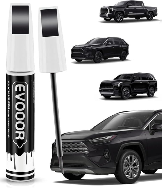 202 Black Touch Up Paint Compatible with Toyota Exact Match 2 in 1 Touch up Paint for Chips and Nicks Repair
