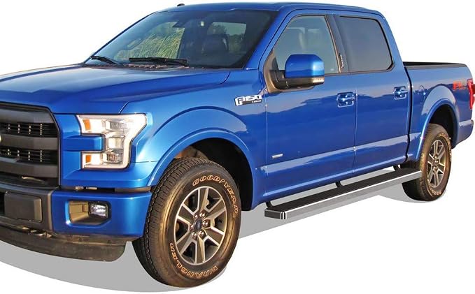 APS 304 Stainless Steel Polished 6in Silver Running Boards Compatible with Ford F150 2015-2026 SuperCrew Cab & F150 Lightning 2022-2026 & F-250 F-350 Super Duty 2017-2026 Crew Cab (Nerf Bars)