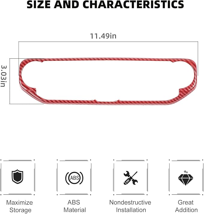 RT-TCZ Air Conditioning Dashboard Center Console Control Trim Panel Cover Interior Accessories Decoration Trim Kit for 2018-2022 Jeep Wrangler JL JLU & Jeep Gladiator JT (Red Carbon Fiber Grain)