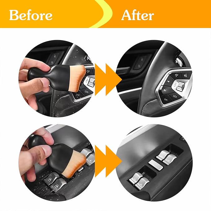 AOCISKA Car Interior Detailing Brush,Soft Bristle Cleaning Brush Car Detailing Brush Dusting Brush,Car Interior Cleaning Tool,Auto Detail Brush Car Dash Duster Brush (Black&Brown)