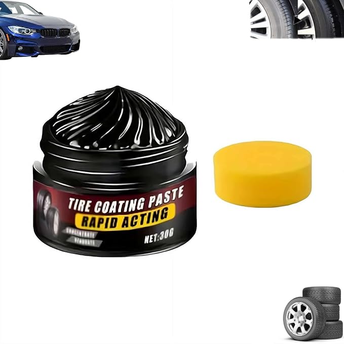Premium Tire Coating & Trim Restorer,Bring Back the Original Deep Black Shine to Rubber and Plastic,Long-Lasting Ceramic Coating & UV Protection,TireCoating Paste for Car Tire Plastic Trim Care