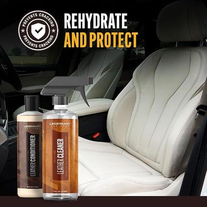 Legendary Leather Cleaner And Conditioner 16oz - Conditions, Cleans, & Protects Car Interior from UV - Multi Use Detailing Kit for Car Seats - Non-Greasy, Restores Leather