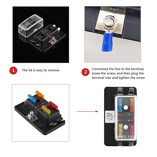 4 Way Circuit BladeBox Block Holder with LED Warning Light Kit for Car Van Boat Marine