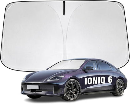 Windshield Sun Shade for Hyundai Ioniq 6 2023-2026 Sunshade 300T Windshield Cover Protector Blocks UV Rays Custom Fit Ioniq6 Front Window Shades Windshield Accessories Keep Cool Foldable