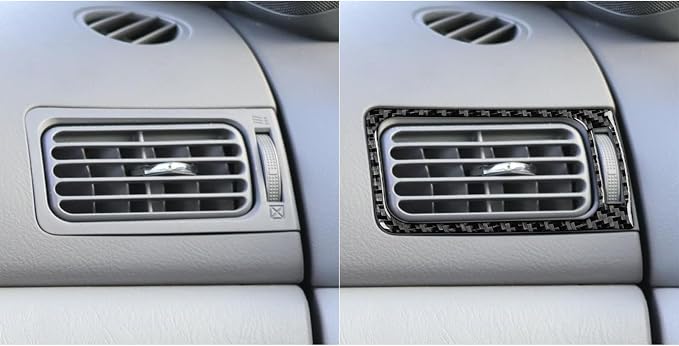 Black Real Carbon Fiber Accessories Car Both Sides Air Vent Outlet Trim Frame Cover Interior Trim Sticker Decal for Toyota Corolla CE LE S 2003 2004 2005 2006 2007 2008/XRS 2005-2006 Sedan 2PCS