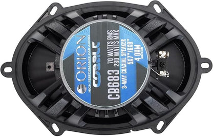 ORION Cobalt Series CB683 6x8” 3-Way Coaxial Car Speakers, 280W, 4 Ohms, Full Range, Enhanced Bass, Polypropylene Cone & Butyl Rubber Surround, Easy Install (Pair)