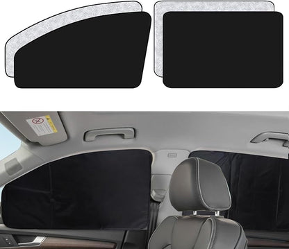 XCBYT Side Window Sun Shade, 100% Blackout Car Window Covers, 4 Pack | Magnetic for Metal Frame, For Side Windows, Aluminum Foil Reflective UV Protection, For Camping & Baby