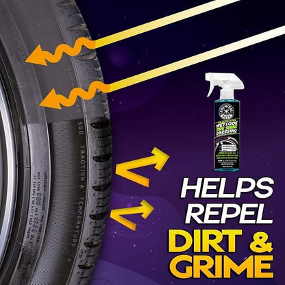 Chemical Guys Galactic Black Wet Look Tire Shine Dressing, for a Whole New Level of Shine and Depth of Black, Safe for Cars, Trucks, Motorcycles, RVs & More, 32 fl oz