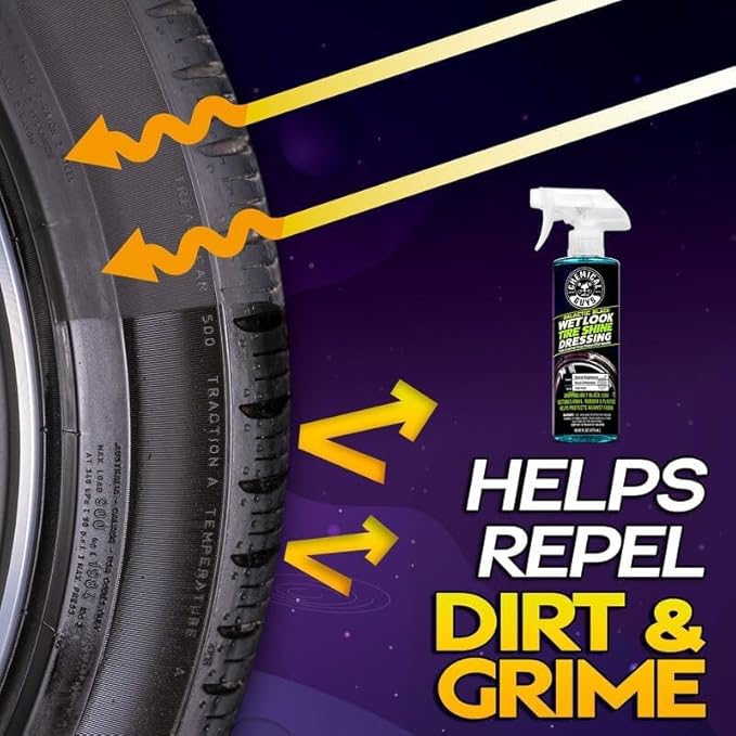 Chemical Guys Galactic Black Wet Look Tire Shine Dressing, for a Whole New Level of Shine and Depth of Black, Safe for Cars, Trucks, Motorcycles, RVs & More, 128 fl oz - TVD118