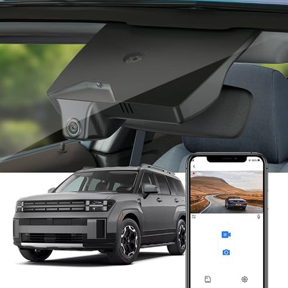 Fitcamx 4K Dash Cam Suitable for Hyundai Santa Fe 2024-2026 (Part No#P6000), OEM Factory Look, UHD 2160P Video, Built-in WiFi & APP, Loop Recording, G-Sensor, Plug & Play, 64GB Card