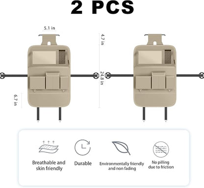 XDV Car Seat Organizers,Multi-functional Back Seat Protectors, Storage Pouches, and Tray Holders (for Cars, Kids, Seat Back and Rear Seats) (Plain Beige, 2 Pcs)