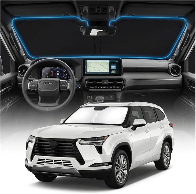 for Toyota Land Cruiser Sun Shade Windshield Cover - Custom Fit Land Cruiser Accessories 2024 2025 2026 Sunshade Foldable UV Protection & Heat Shield Sun Visor Accessories