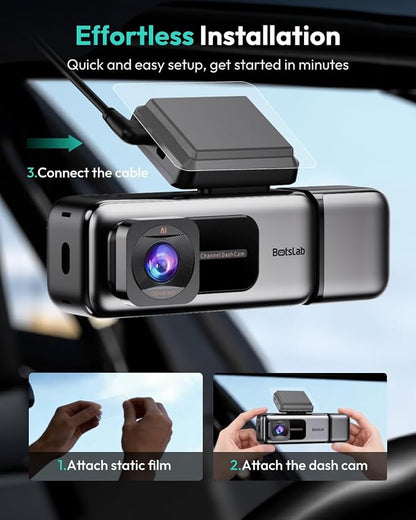 BOTSLAB 4K Dash Cam Front and Inside[2026 Upgraded],5.8G WiFi Dual Dash Camera for Car,HDR IR Night Vision,3.18”Touch Screen,GPS,G-Sensor,24/7 Parking Mode,Voice Control,Rideshare Uber Lyft(No SDcard)