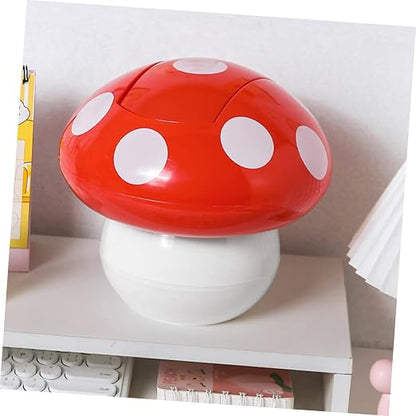Holibanna Cute Desktop Trash Can Mushroom Garbage Bin Mini Swing Lid Tabletop Dustbin Cartoon Rubbish Storage Bin for Bedroom Bathroom Kitchen Office