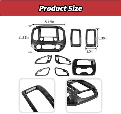 JeCar 8pcs Carbon Fiber Interior Accessories Trim Kit for 2014-2022 Chevy Colorado & GMC-Canyon - Center Console Gear Shift Cup Holer Cover, Dashboard Navigation Screen Panel Decoration Upgrade