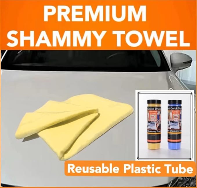 Premium Shammy Cloth for Car Drying - 1pk(26”x17”) - Super Absorbent Synthetic Chamois Towels for Car - Reusable Car Drying Shammy - Scratch-Free Car Drying Towel(Yellow)