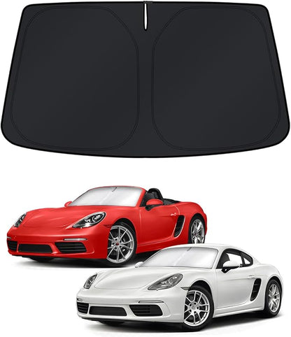 KUST Windshield Sun Shade for 2017-2023 Porsche Boxster/Cayman 718 Accessories Sunshade Foldable Window Sun Visor Protector Blocks UV Rays Keep Your Car Cooler