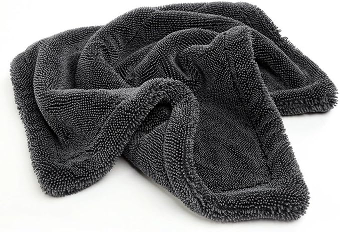 1200GSM Microfiber Car Drying Towel, Double-Twist Loop, Ultra-Absorbent, Quick-Dry, Lint- & Streak-Free, Scratch-Safe, for Car Wash & Detailing (1 Pack) (Dark Grey, 16" x 16")