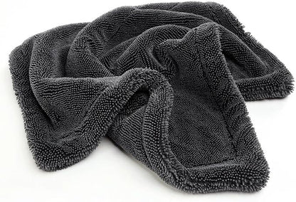 1200GSM Microfiber Car Drying Towel, Double-Twist Loop, Ultra-Absorbent, Quick-Dry, Lint- & Streak-Free, Scratch-Safe, for Car Wash & Detailing (1 Pack) (Dark Grey, 16" x 16")