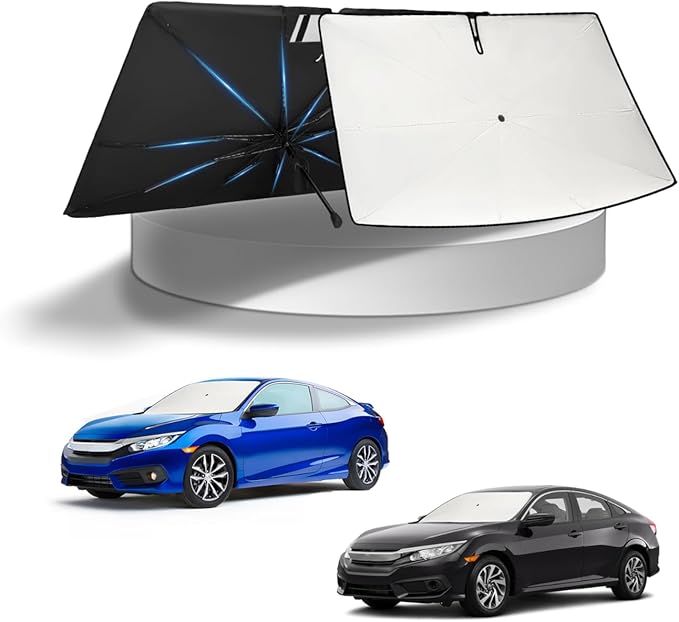 KUST Sun Shade Umbrella for Honda Civic 2016-2021 | Custom Fit Windshield Sunshade | Foldable Sunshade with Bendable Handle | Blocks Heat & UV Scratch Resistant Keep Your Car Cool Sunshield