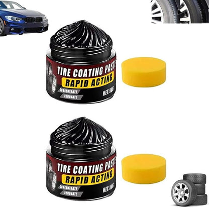 Premium Tire Coating & Trim Restorer,Bring Back the Original Deep Black Shine to Rubber and Plastic,Long-Lasting Ceramic Coating & UV Protection,TireCoating Paste for Car Tire Plastic Trim Care