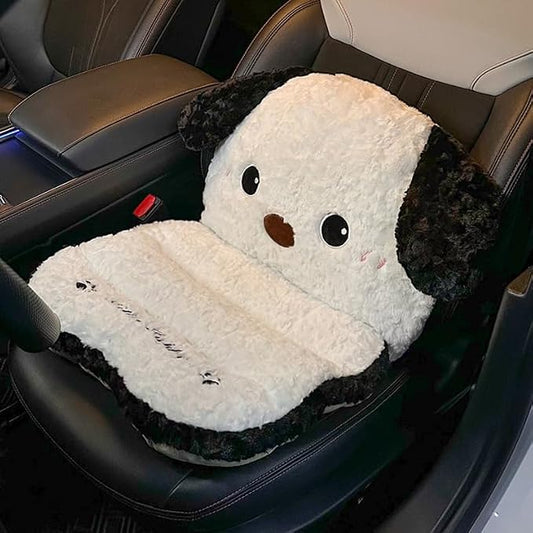 Cute Car Seat Cushion with Back Cartoon Plush Lumbar Support Pillow for Driving Seat Desk Chair Cushions for Cars Office Playroom Gaming Accessories Room Bedroom Decor