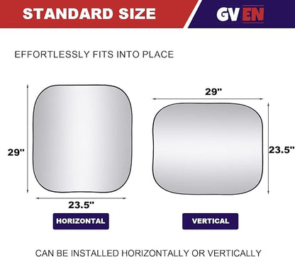 Gven Windshield Sun Shade 2pcs with Bonus Car Sunshade for Front Window Shades 2025 Technology Reflect UV and Heat Sun Visor Automotive Interior Sun Protection (Silver, S)