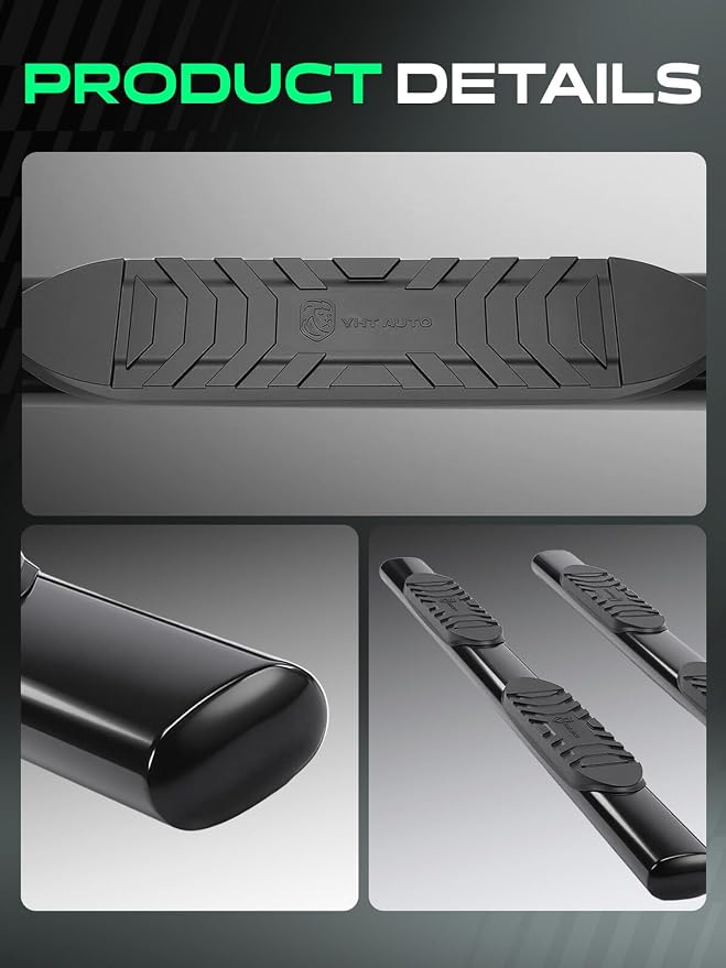 YHTAUTO 5 Inch Running Boards Side Steps Fit Ram 1500 2019-2026 (Excl. Ram 1500 Classic) (Extended Cab/Quad Cab) Oval Straight Carbon Steel Black Powder, Truck Cab Side Step Rails