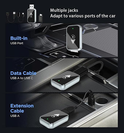 CarPlay Wireless Adapter for Porsche Cayenne 2017 2018 2019 2020 2021 2022 2023 2024, Converts Wired Carplay to Wireless CarPlay, 2 in 1 Plug and Play, Fast and Stable