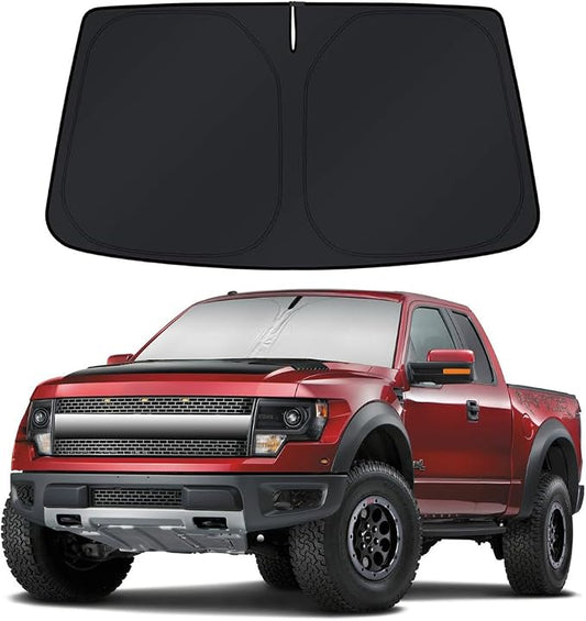 Car Sun Shade for 2009-2014 Ford F150 Accessories Windshield Sunshade Cover Front Window Shade Custom Fit F150Sun Visor Protector Foldable Blocks UV Rays