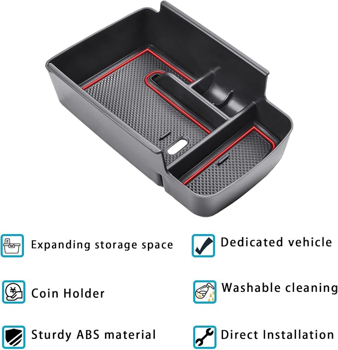 EDBETOS Center Console Organizer Tray Compatible with 2024 2025 2026 Chevy Trax Accessories LS 1RS LT 2RS ACTIV Interior Secondary Armrest Storage Box Insert Tray, Red