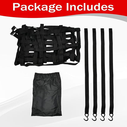 Heavy Duty 66" x 50" Truck Bed Cargo Net with Adjustable Cam Buckles & S-Hooks,5.5' x 4.17' Cargo Net with 1100LBS Capacity for Pickup Truck Bed Trailer SUV Jeeps