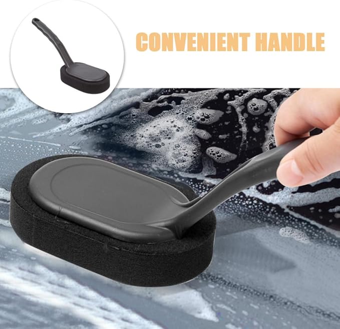 VICASKY Car Tire Brush and Wheel Sponge Brush with Handle for Car Detailing and Cleaning Easy Replacement and Sturdy Plastic Material and Tire Shine