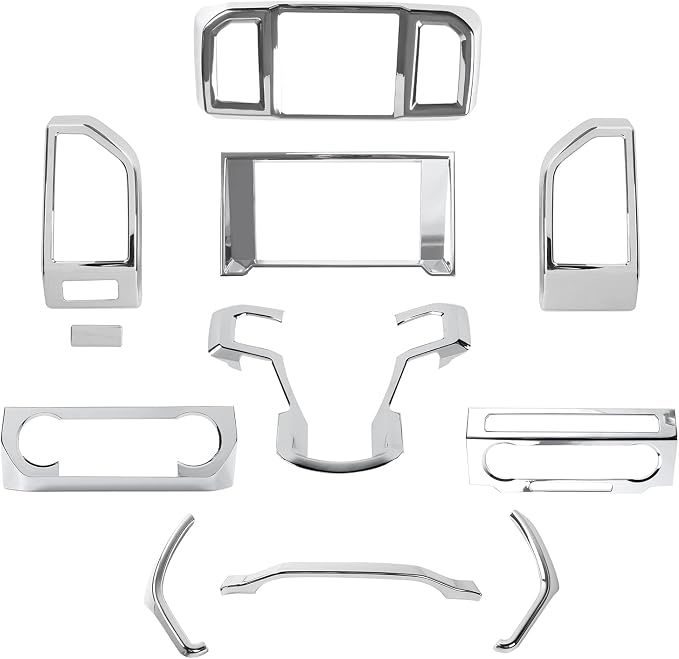 JeCar 11PCS Interior Decoration Trim Kit for Ford F150 2015-2020 Steering Wheel & Center Console Trim & Dashboard & Rear Air Conditioner Vent Cover (Chrome)