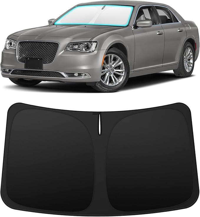 INSAUTO Custom Fit Windshield Sun Shade Accessories for Chrysler 300/300C 2011-2023, Foldable Front Window Sunshade, UV & Heat Reflector, Keeps Interior Cool, Includes Storage Bag
