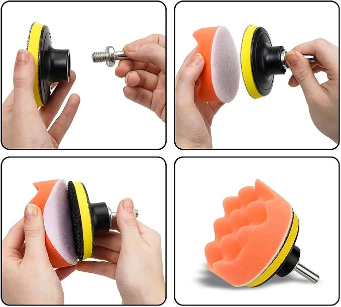 CANOPUS Buffing Pads, Polishing Pad Kit, Buffer for Car Detailing, Polishing Wheel for Drill, Car Polishers and Buffers Kit for Sanding, Polishing, Waxing & Sealing Glaze, 3 inch, 11 Pieces