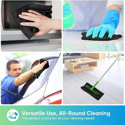 HOMEXCEL Black Microfiber Cleaning Cloths, 10 Pack Microfiber Towels for Cars, Lint & Scratch-Free Cleaning Rags for House, Kitchen and Car 11.5 x 11.5 inch
