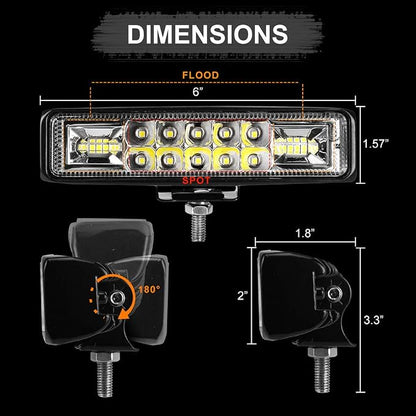 6 Inch Led Pods Light Bar - nicerpro Slim 60W 10000Lm 12V/24V Driving Fog Light Waterproof Combo Flood Spot Lights for Trucks Off Road ATV UTV Golf Cart Trailer 2 Pack