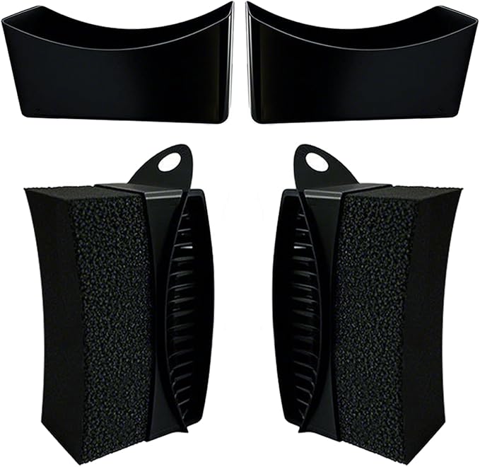 2 Pack Tire Shine Applicator Pads, Reusable Tire Dressing Applicator Sponge, Curved Tire Gel Applicator Forms with Lid, Black Tire Applicator Pads for Car Cleaning Detailing