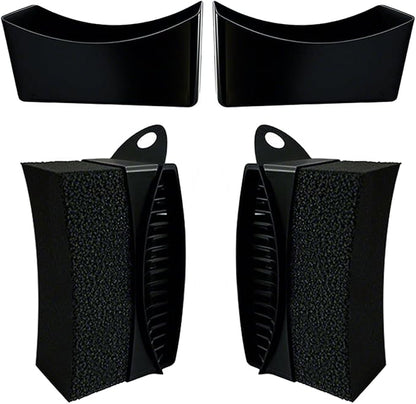 2 Pack Tire Shine Applicator Pads, Reusable Tire Dressing Applicator Sponge, Curved Tire Gel Applicator Forms with Lid, Black Tire Applicator Pads for Car Cleaning Detailing