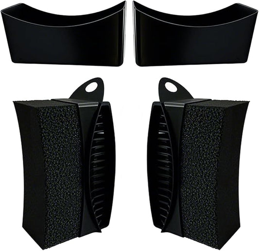 2 Pack Tire Shine Applicator Pads, Reusable Tire Dressing Applicator Sponge, Curved Tire Gel Applicator Forms with Lid, Black Tire Applicator Pads for Car Cleaning Detailing
