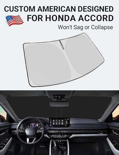 Proadsy Windshield Sun Shade for Honda Accord 2023-2025 2026 4-Layer Foldable Front Sunshade Protector Sun Visor Blocks UV Rays Keep Car Cooler