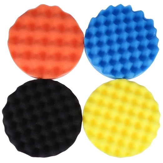 7inch(180mm) Car Sponge Buffing Pad Soft Wave Foam Pad Polishing Sponge Pads Kit for Car Polisher-4Pack