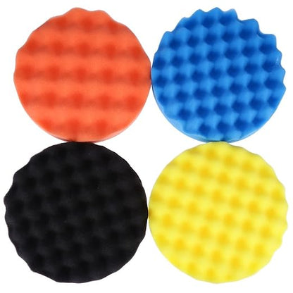 7inch(180mm) Car Sponge Buffing Pad Soft Wave Foam Pad Polishing Sponge Pads Kit for Car Polisher-4Pack
