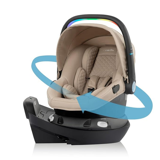 Evenflo Revolve180 LiteMax NXT Rotating Rear-Facing Lightweight Preemie and Infant Car Seat 3-30lbs. with SensorySoothe. Easy Install with Base (Topaz)