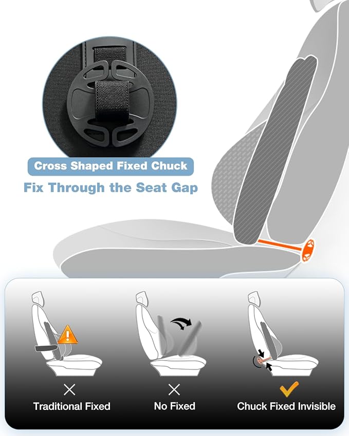 Lumbar Support Pillow for Car, Memory Foam Back Cushion for Driving Seat, Truck Accessories Travel Essentials, Back Pain Relief, Washable Cover, Plus Size Lower Back Support Fits Most Cars (Black01)